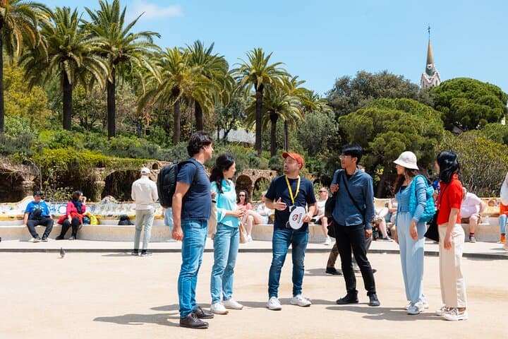 The group hears stories about the park from their guide