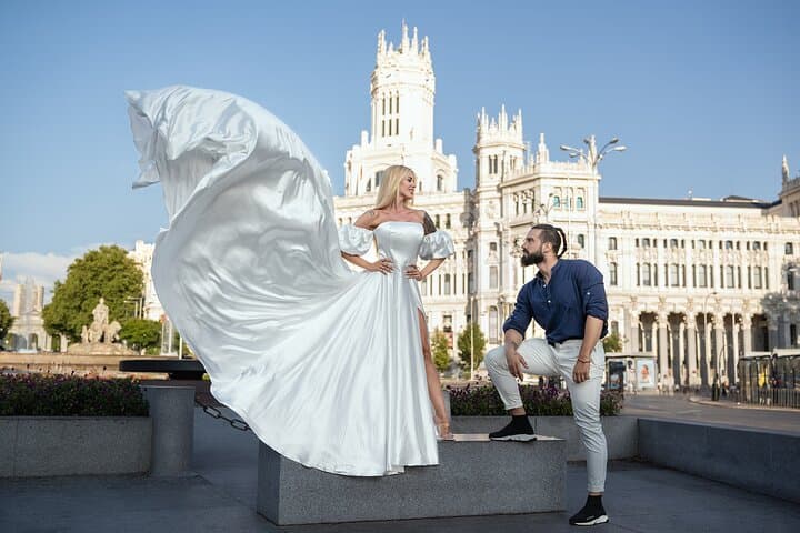 Flying dress photoshoot in Madrid
