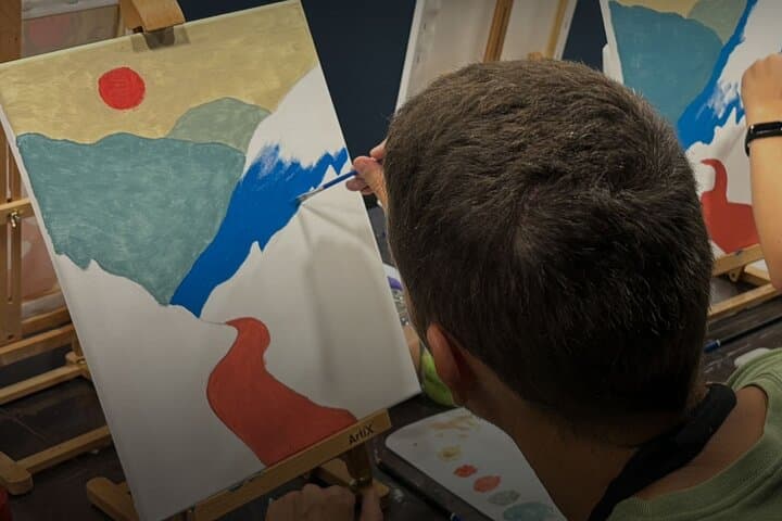 Paint & Wine Workshop in Barcelona in creative studio