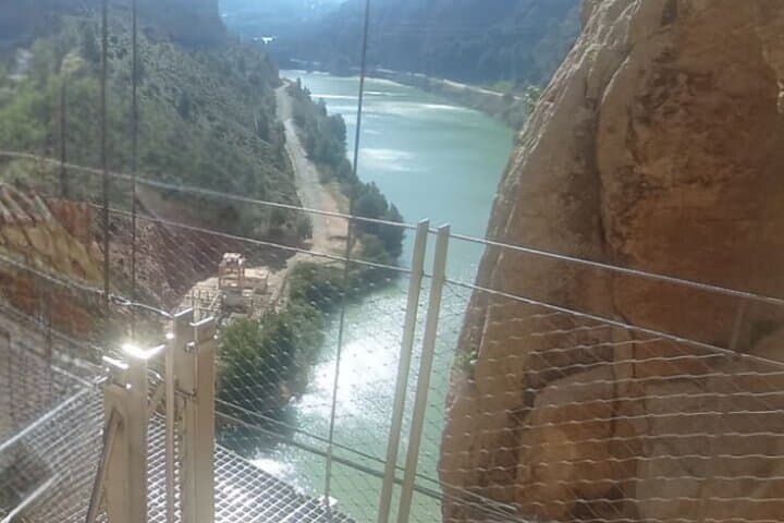 Crossing the suspension bridge