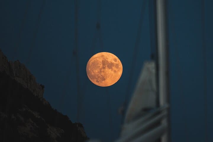 Full Moon on Sailing Mast in Sotogrande