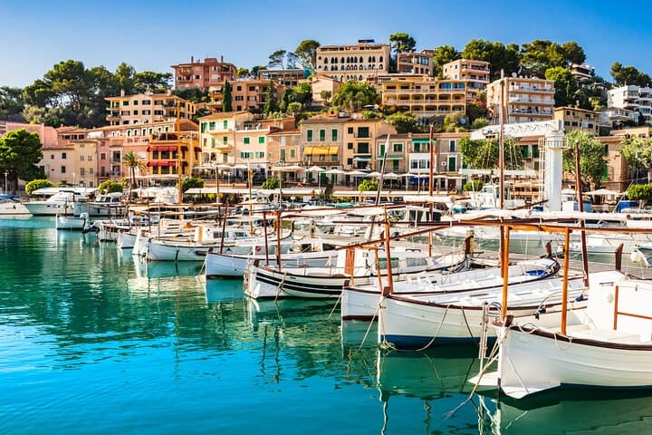 Traditional Majorcan boats at beautiful Port Soller