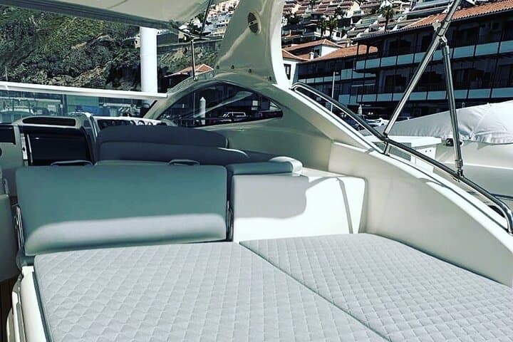 Large sunbed infront and in the back of the Yacht