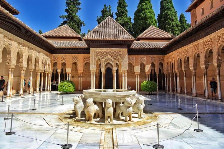 The stunning Alhambra, a Moorish palace in Granada, Spain, known for its intricate Islamic architecture and breathtaking views.