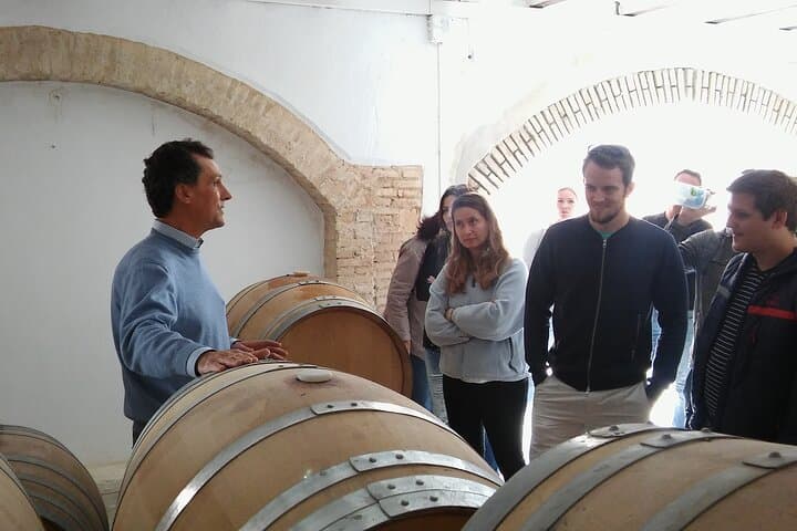 Visiting the barrel room with the wine maker