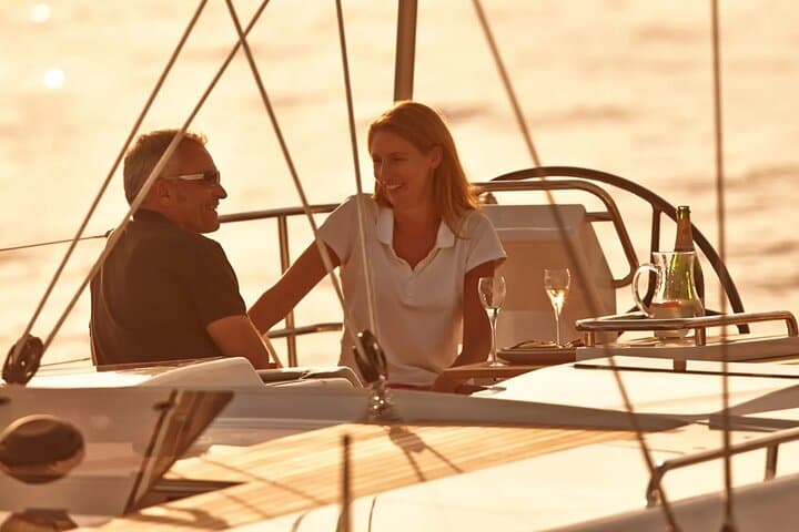Sunset On A Luxury Sailboat From Port Olimpic