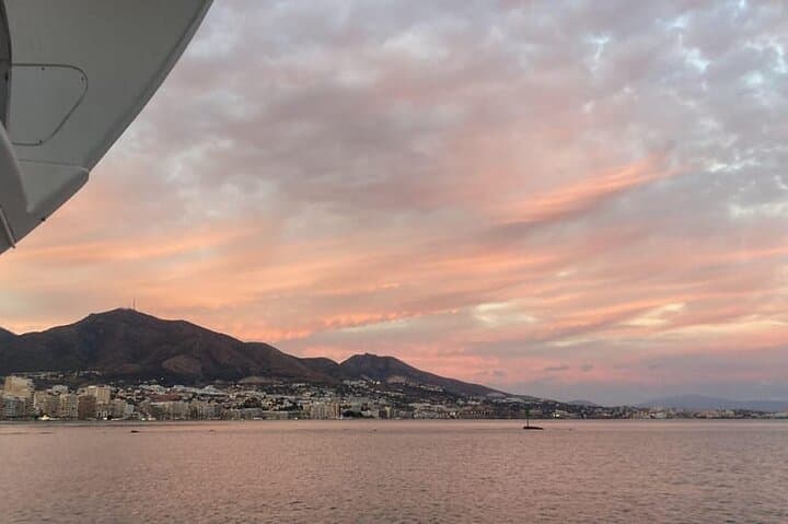 Fuengirola Boat Activity with Cocktail Dinner Champagne & Sunset