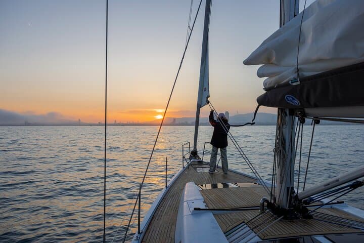 Sunset On A Luxury Sailboat From Port Olimpic