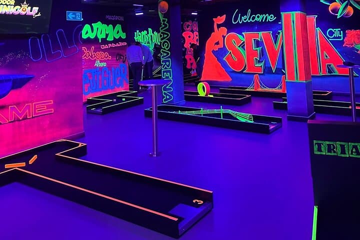 Indoor 18-Hole UV Glow Minigolf Adventure in the Heart of Seville