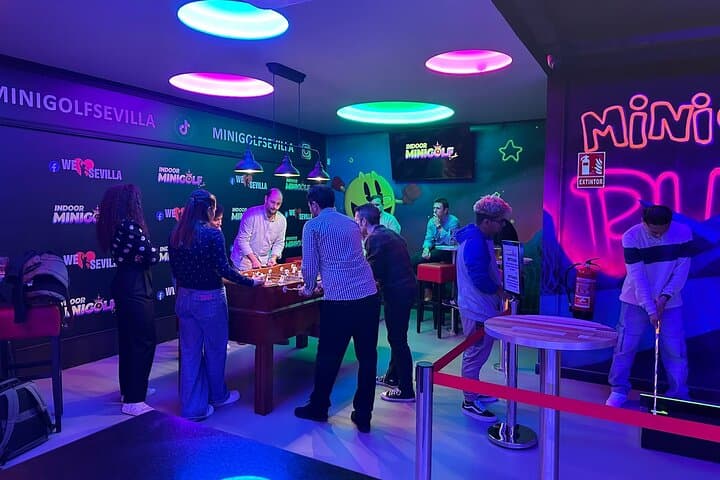 Indoor 18-Hole UV Glow Minigolf Adventure in the Heart of Seville