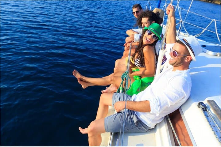 Barcelona Badalona Sailboat Tour Snack Drinks Swimming Sunset