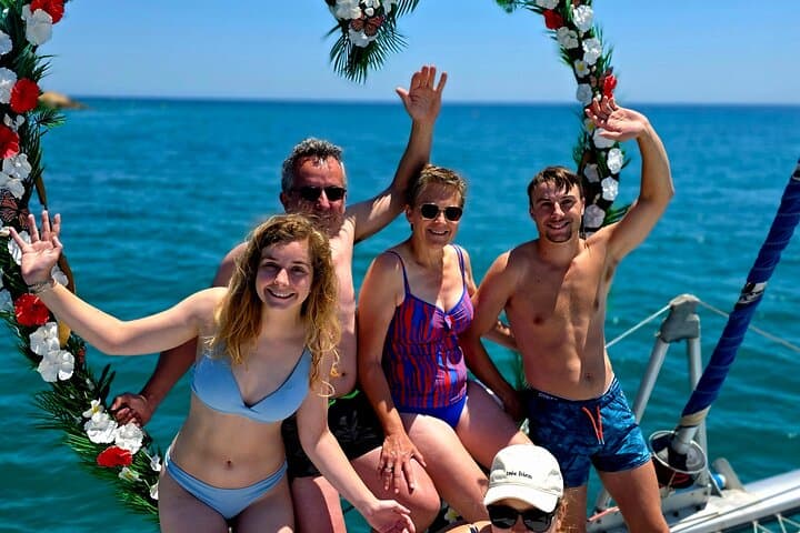 Happy families who have their vacations.