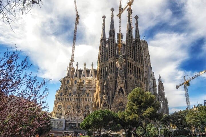 Sacred House - Sagrada Familia, a church group consisting of many spires and towers, a masterpiece by Gaudi, a famous Catalan architect.