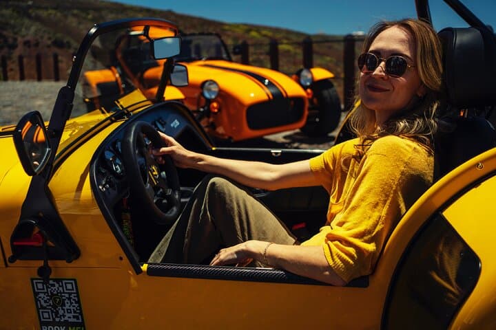 T EN erife at the wheel of a Caterham Lotus 7