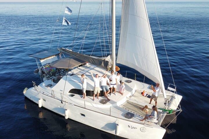 Catamaran 2.5h Morning Sailing Manilva Tapas Welcome Drink Dolphins