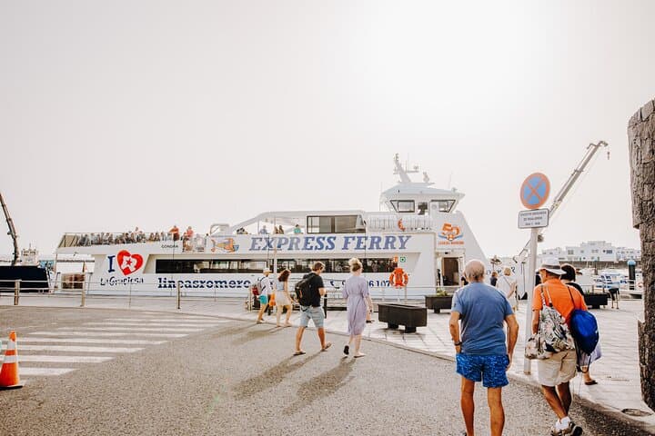 Lanzarote:Return ferry ticket to La Graciosa. Free wifi & parking