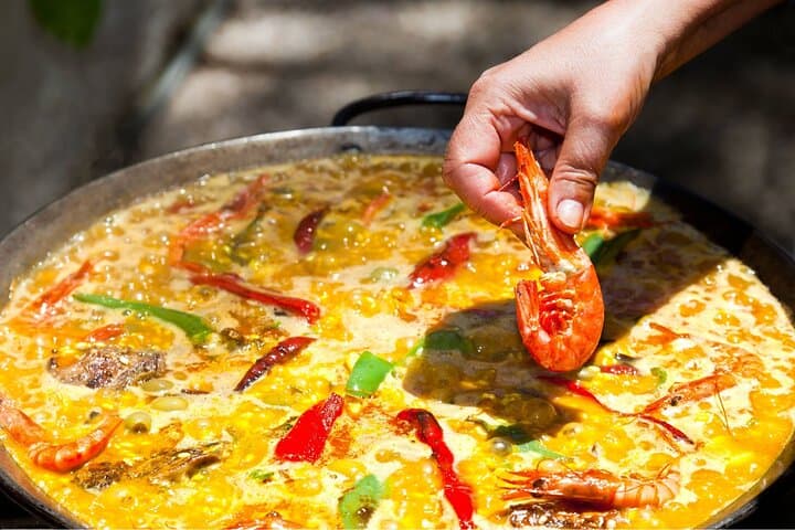 Cook Catalan Tapas & Seafood Paella + Wine (4-Course Meal)