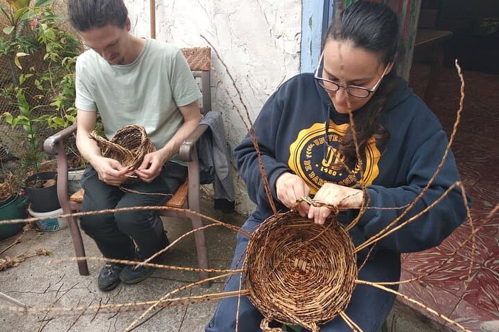 Basket weaving from palm brooms in La Gomera