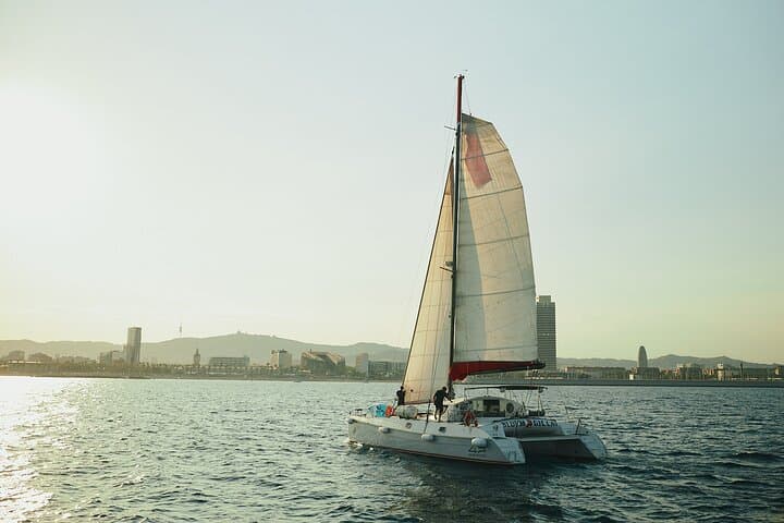 Catamaran ride in Barcelona at sunset