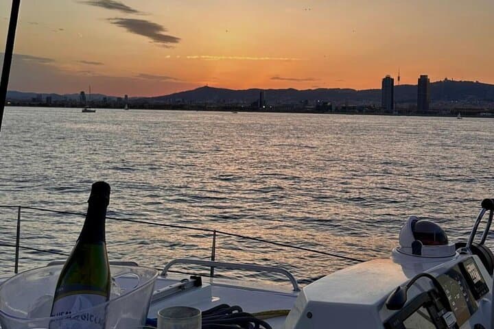 Catamaran ride in Barcelona at sunset