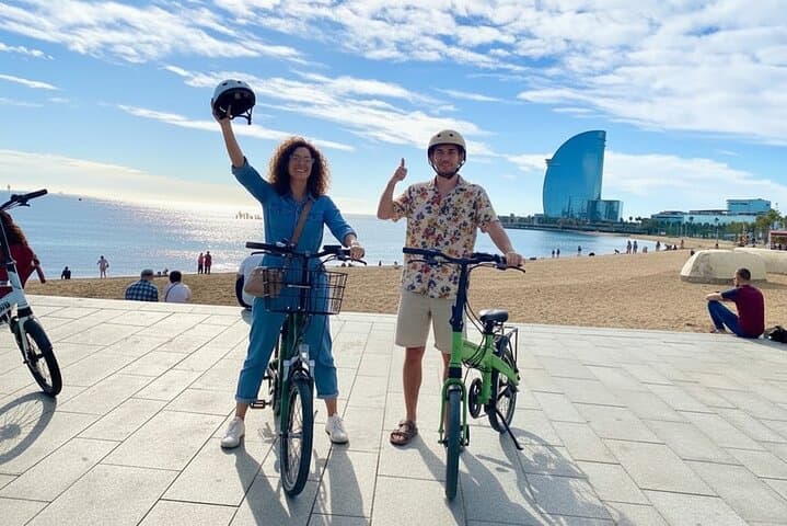 Mediterranean Seafront during a private Barcelona bike tour