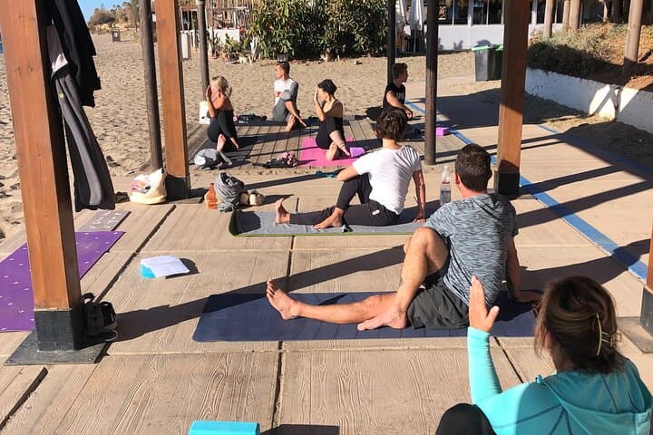 Outdoor yoga class on the Costa del