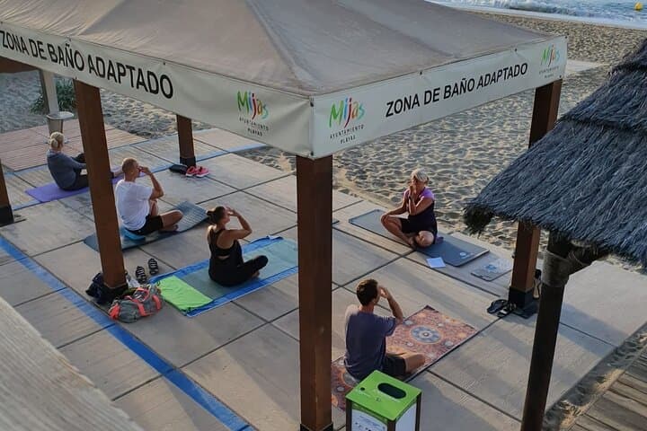 Gentle beach yoga by the sea in Calahonda de Mijas