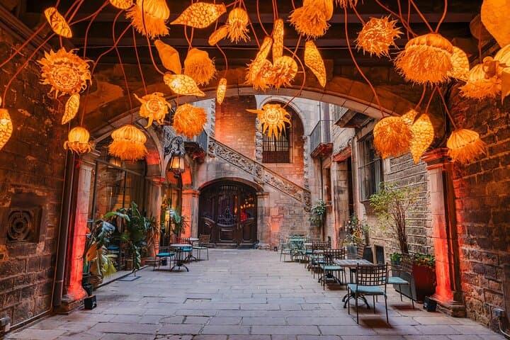 Entrance to the venue with artwork by Natalia Gaminde