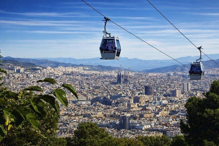 Cable car with city views on Barcelona tour