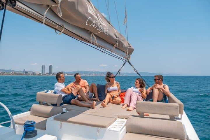 Sunset sailing in Barcelona with wine and tapa