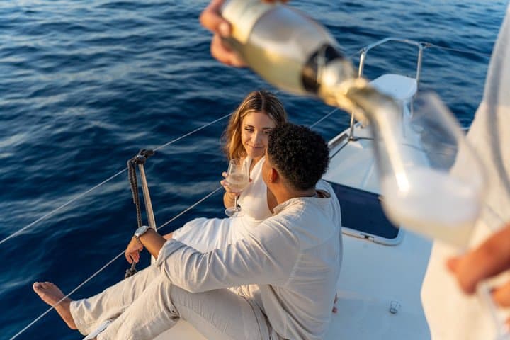 Sunset sailing in Barcelona with wine and tapa