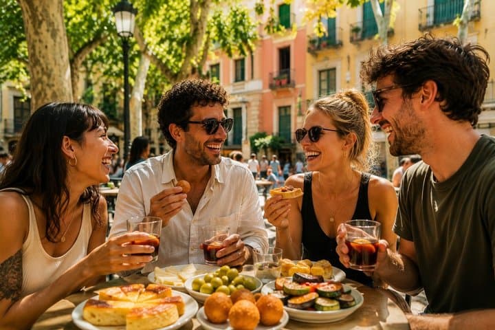 Vegetarian Barcelona Tapas and Wine Tour in Gracia Full Meal