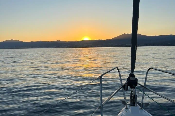 Marbella Sunset From Sailboat Dolphins with Drinks Snack Elan com