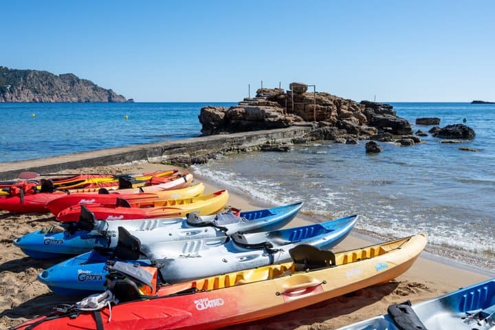 Kayak & Snorkeling in crystal waters, sea caves, Ibiza, Spain