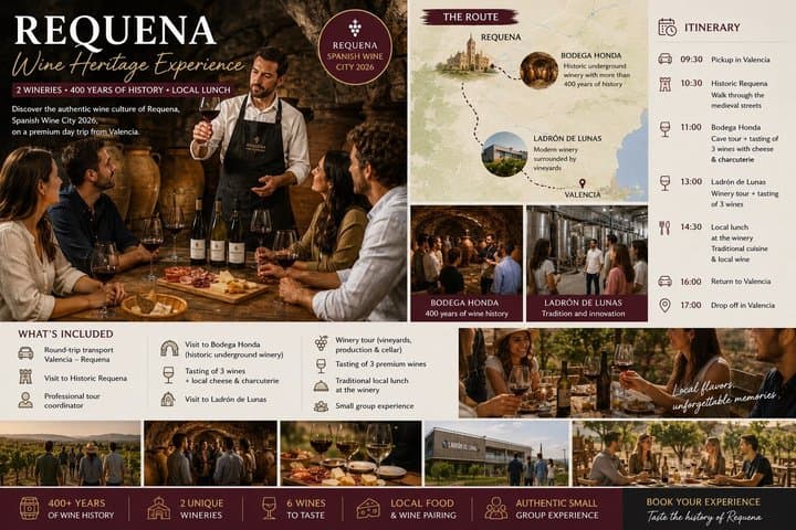 Requena Wine Heritage & Experience & Local Lunch from Valencia