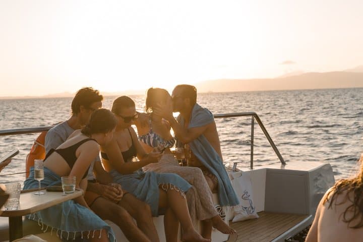 Catamaran sailing at sunset with tapas Palma de Mallorca