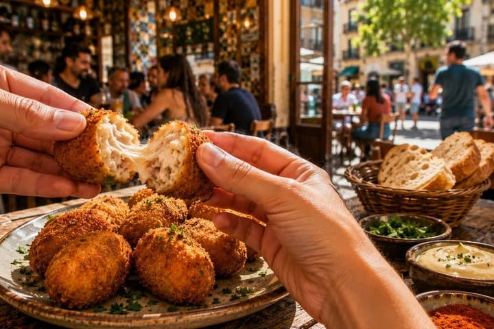 Vegetarian Barcelona Tapas and Wine Tour in Gracia Full Meal
