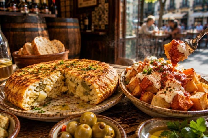 Vegetarian Barcelona Tapas and Wine Tour in Gracia Full Meal