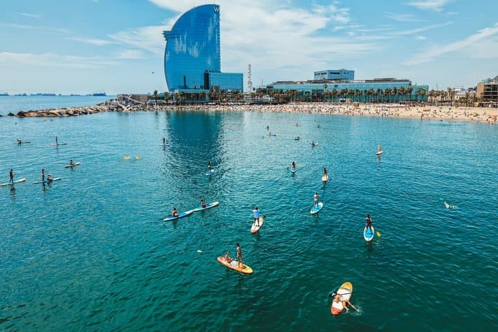 Paddle Surfing in Barcelona