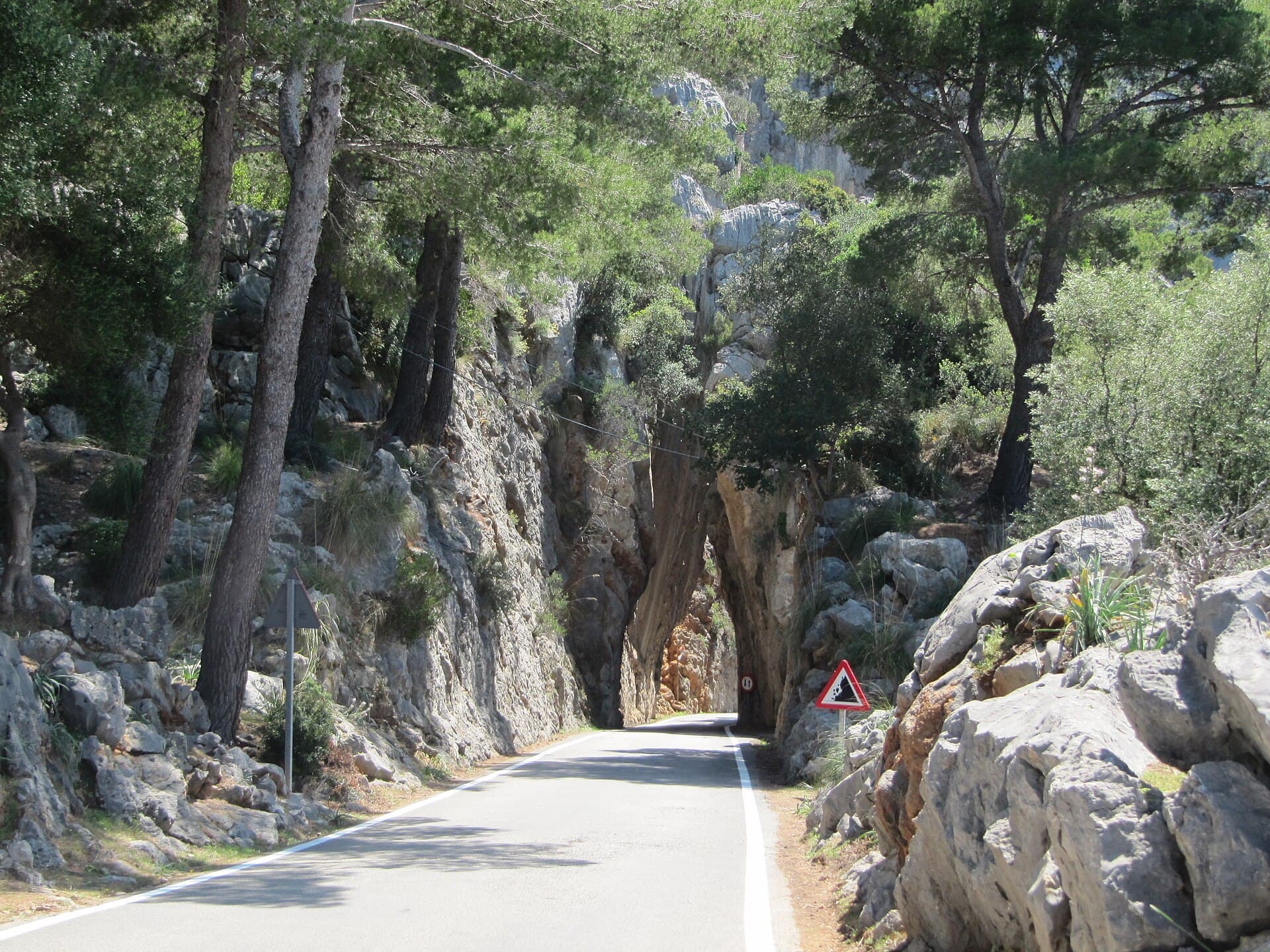 The MA-2141 mountain road winding through Mallorca’s Serra de Tramuntana toward Sa Calobra
