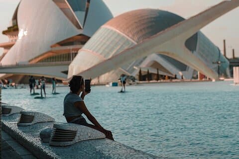 Futuristic Elegance Photoshoot Outside City of Arts and Sciences