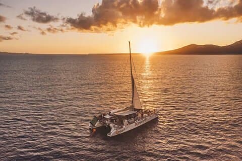 Catamaran sunset in the south of Lanzarote