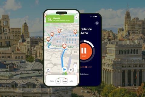 GPS Audioguide application: From Place de Cybèle (Cibeles) to the Royal Palace (Offline).