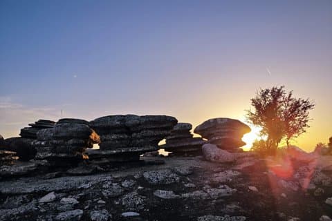 Sunset in El Torcal from Malaga : route and local peck