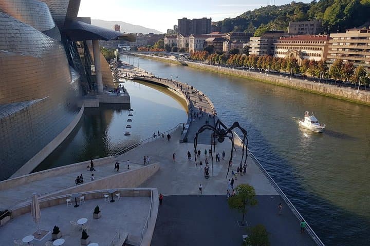 View of the Guggenheim Museum Bilbao from the Puente de la Salve.