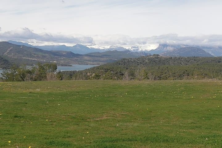 Views of the Pyrenees mountains from the sanctuary of Torreciudad