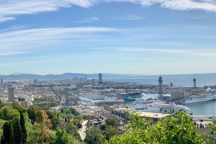 Stunning panoramic view over the old town of Barcelona and its harbour.