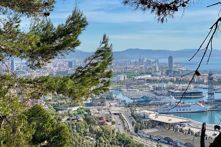 Amazing panoramic view over the harbour of Barcelona