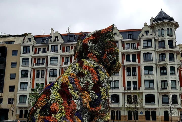 Puppy and houses in Bilbao's Ensanche.