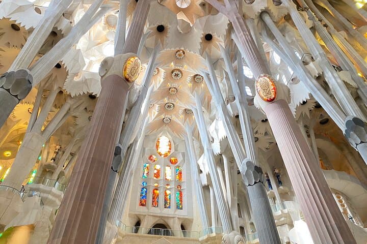 Interior of the Sagrada Familia - detail of the ceiling